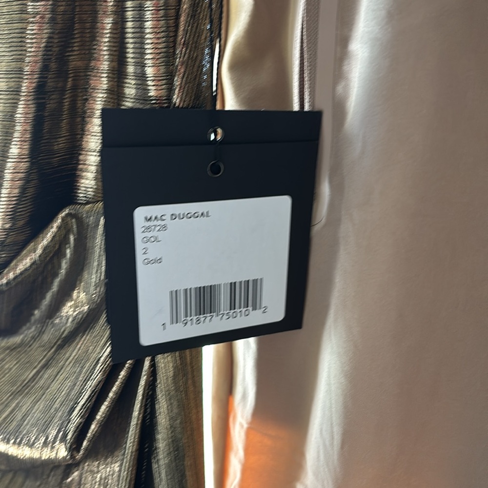 NWT Mac Duggal Gold Ruched Side Slit Gown - Picture 6 of 8